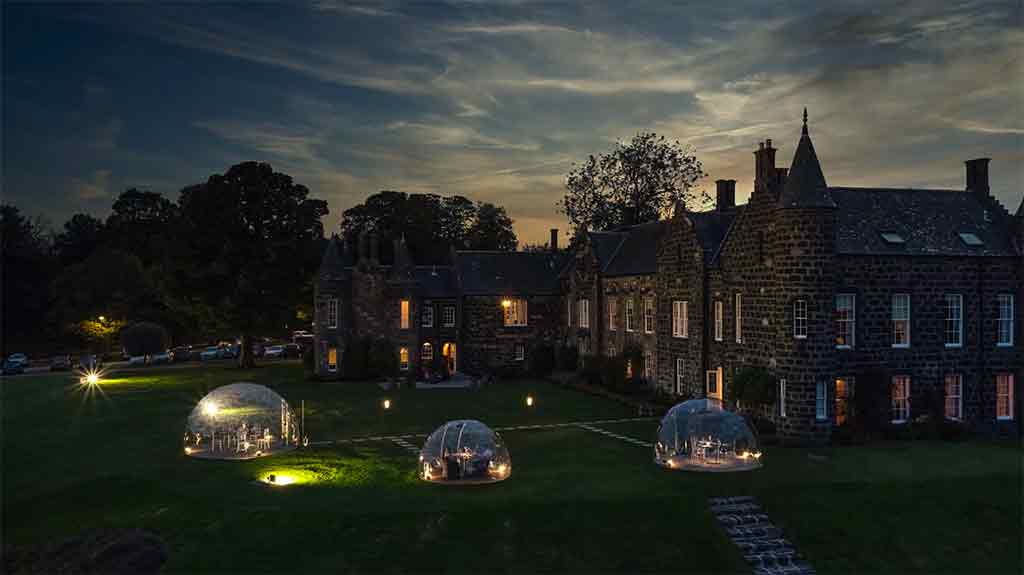 Luxury Dining Domes in Meldrum County House Hotel