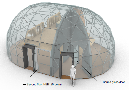 8x11 m Insulated Glass Tunnel Dome - permanent buildings