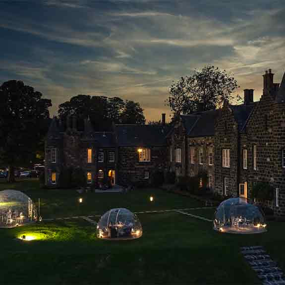 Luxury Dining Domes in Meldrum County House Hotel