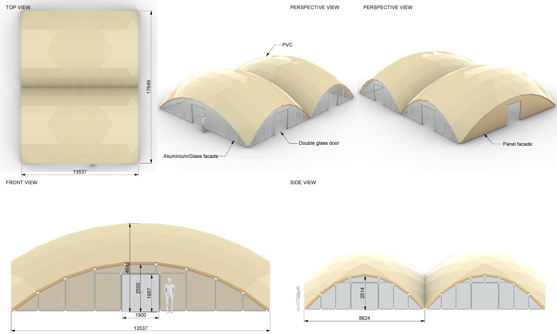 13,5 x 8,8 m Quadro Dome Café STAR/PVC