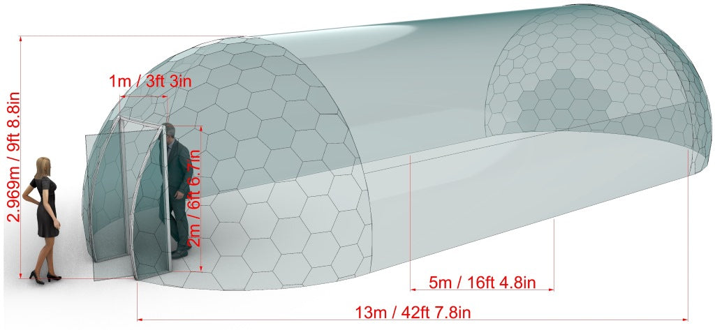 Ø4-12m Luxury Aura Dome™ su stiklinėmis durimis