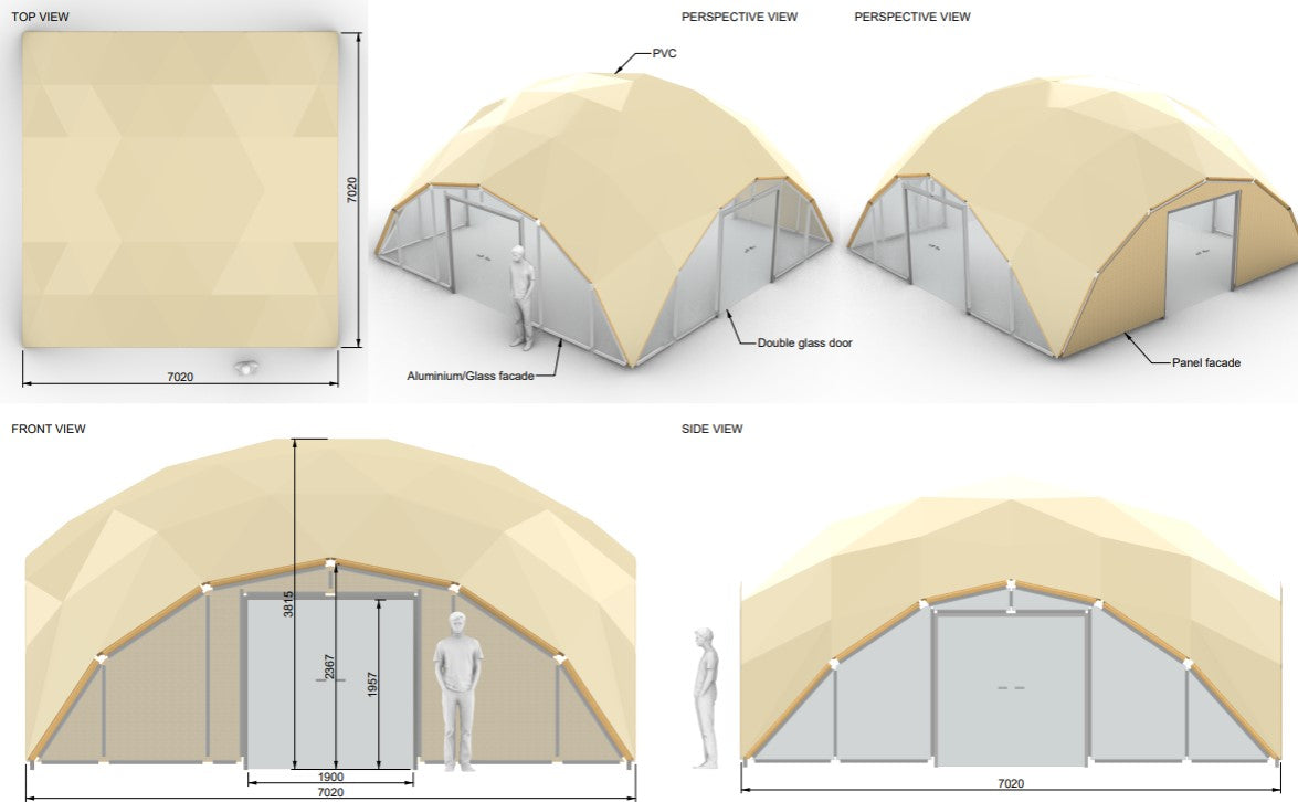PVC Dome Tent Quadro - STAR Wood Frame