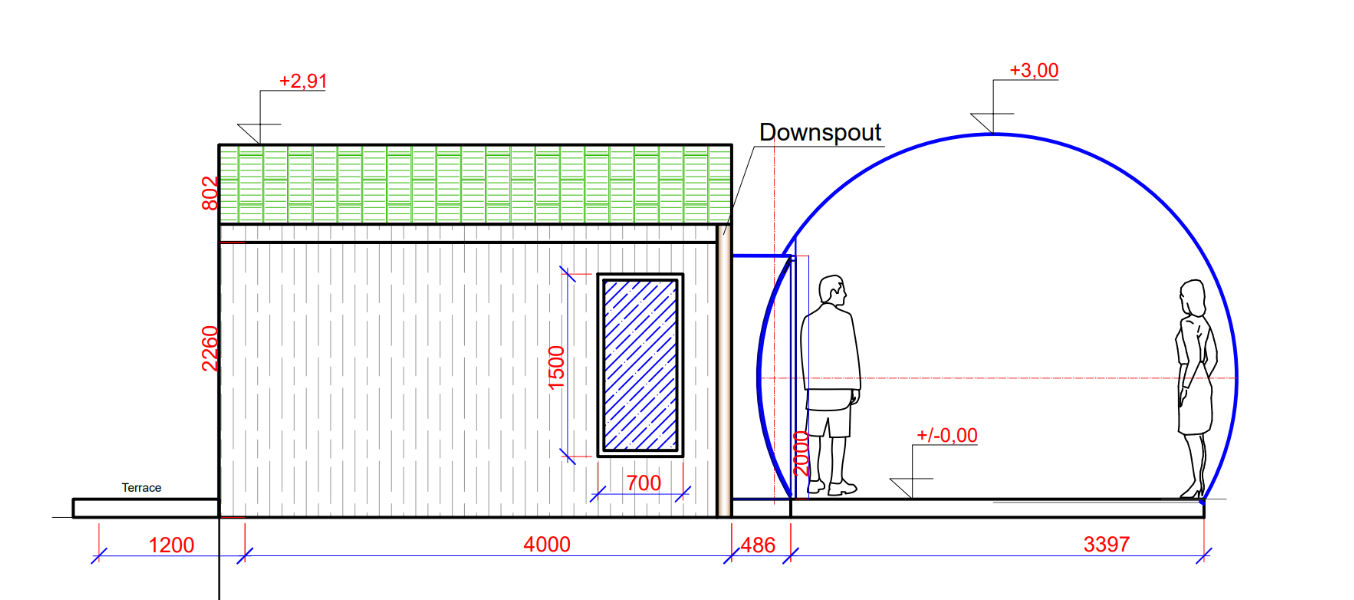 Ø6m H3m / Ø19ft 8in H9ft 10in Luxury Aura QUAD™ with Wood Cabin