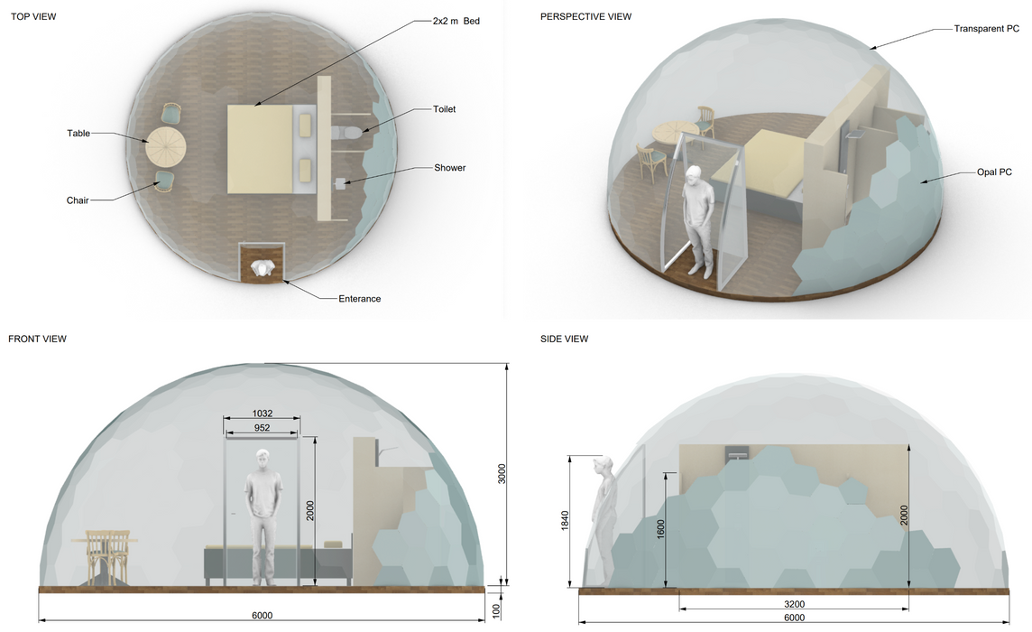 Aura Dome™ Ø6m, H3,5m - ESTÁNDAR - Domo geodésico
