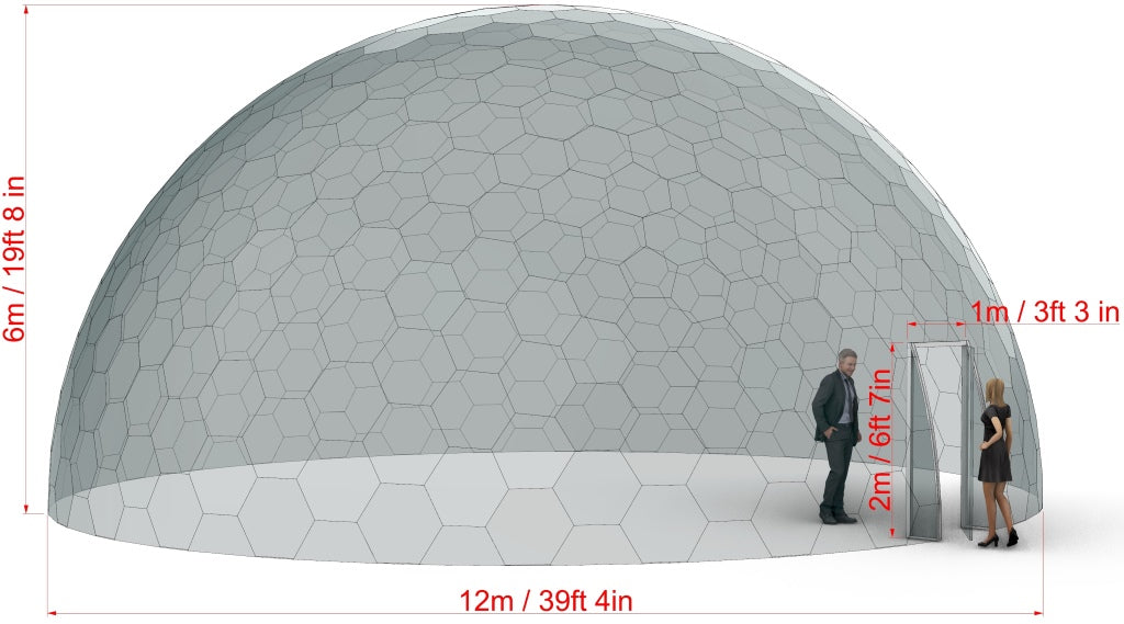 Ø12m H6m / Ø39ft 4in H19ft 8in Luxury Aura Dome™ with Glass Door