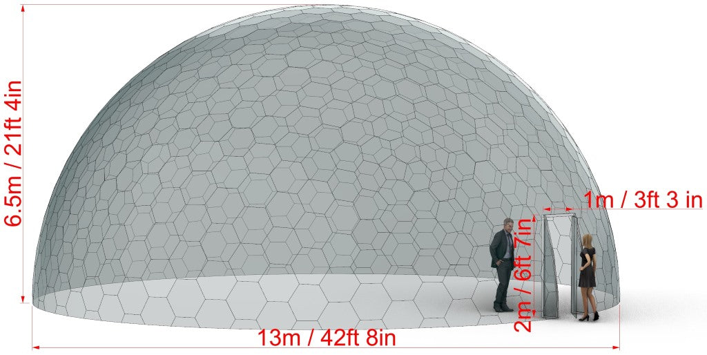 Ø13m H6,5m / Ø42ft 7in H21ft 3in Luxury Aura Dome™ with Glass Door