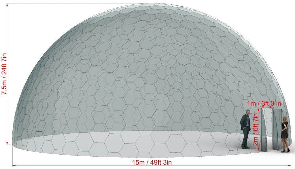 Ø15m H7,5m / Ø49ft 2in H24ft 7in Luxury Aura Dome™ with Glass Door
