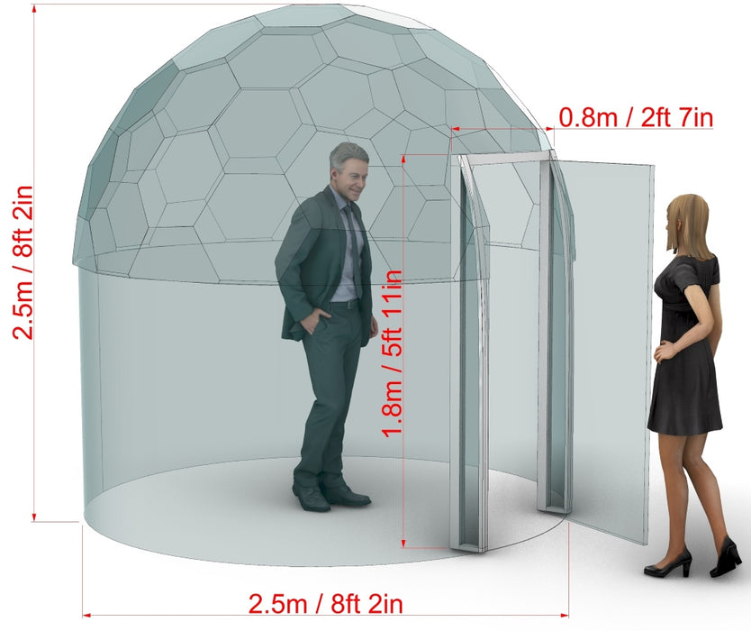 Ø2,5m H2,5m / Ø8ft H8ft Luxury Aura Dome™ with Glass Door