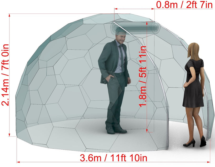 Ø3,6m H2,14m / Ø11ft 9in H7ft Aura Dome™ with Zip Roll-up Door ECOnomy (big panels)