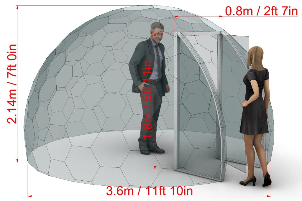 Ø3,6m H2,14m / Ø11ft 9in H7ft Luxury Aura Dome™ with Glass Door