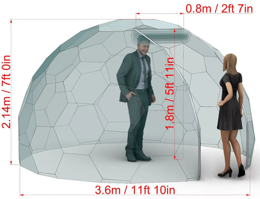 Ø3,6m H2,14m / Ø11ft 9in H7ft Aura Dome™ with Zip Roll-up Door