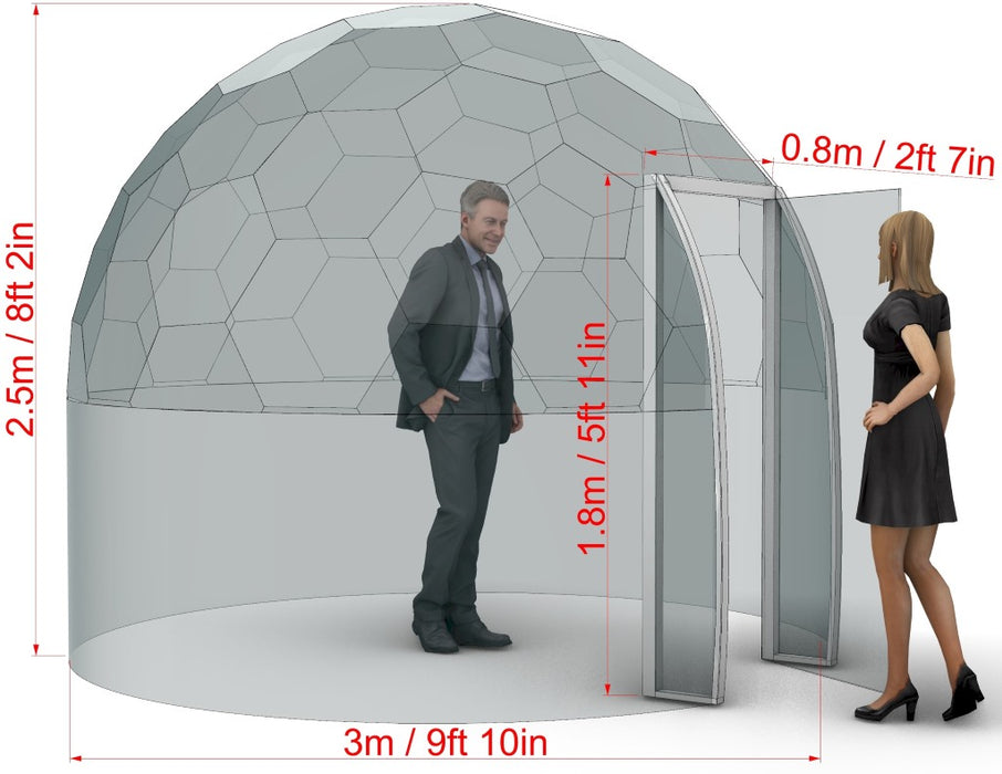 Ø3m H2,5m / Ø9ft 10in H8ft 2in Luxury Aura Dome™ with Glass Door
