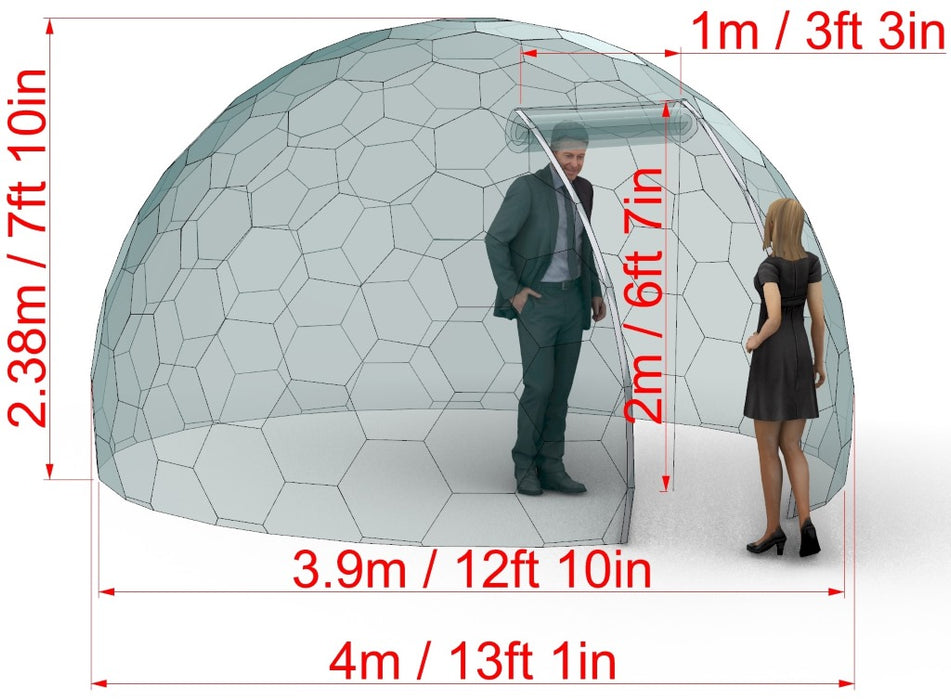 Ø4m H2,38m / Ø13ft 1in H7ft 9in Aura Dome™ with Zip Roll-up Door