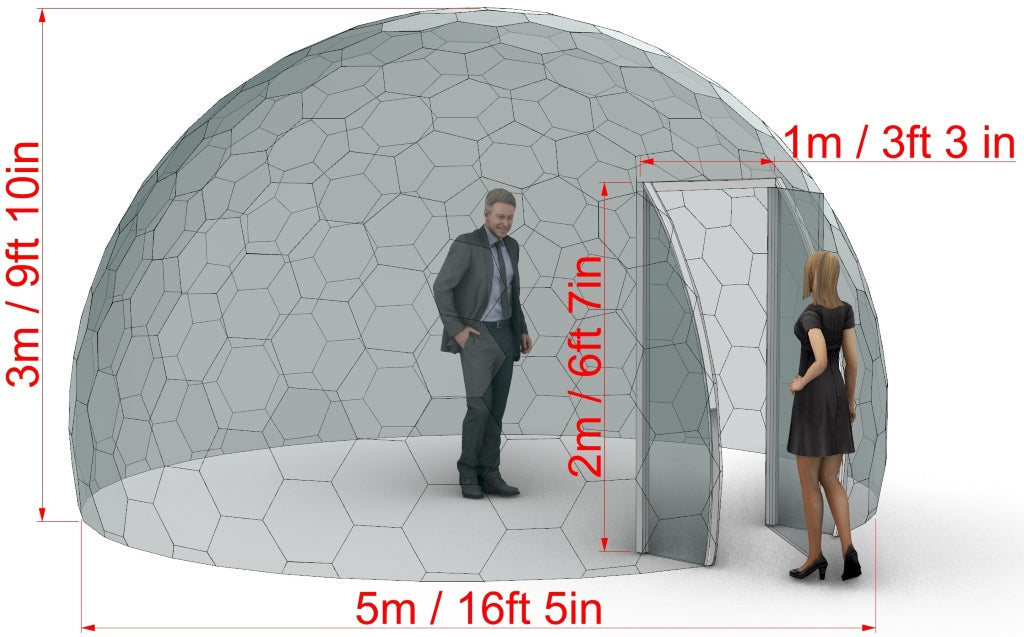 Ø5m H3m / Ø16ft 4in H9ft 10in Luxury Aura Dome™ with Glass Door