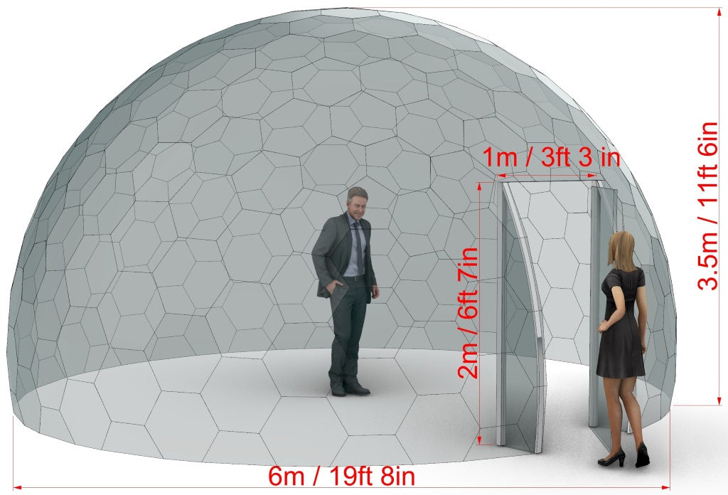 Ø6m H3,5m / Ø19ft 8in H11ft 5in Luxury Aura Dome™ with Glass Door