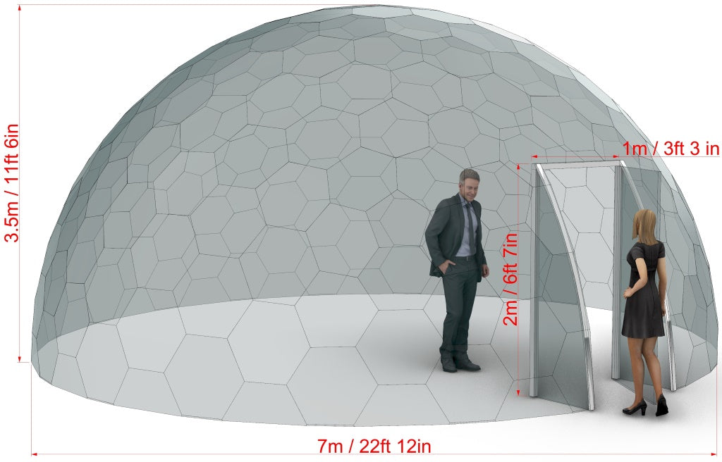 Ø7m H3,5m / Ø22ft 11in H11ft 5in Luxury Aura Dome™ with Glass Door
