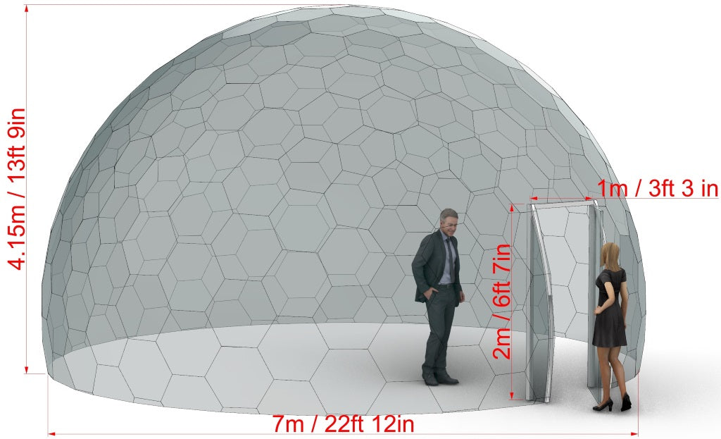Ø7m H4,15m / Ø22ft 11in H13ft 7in Luxury Aura Dome™ with Glass Door