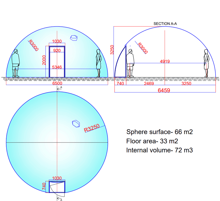Aura Dome™ Ø6m, H3,5m - STANDARD - Cupola geodetica