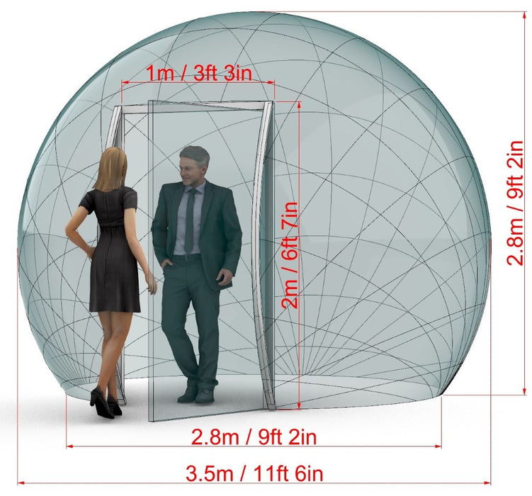 Dôme Aura Bubble™ Ø3,5m avec porte vitrée