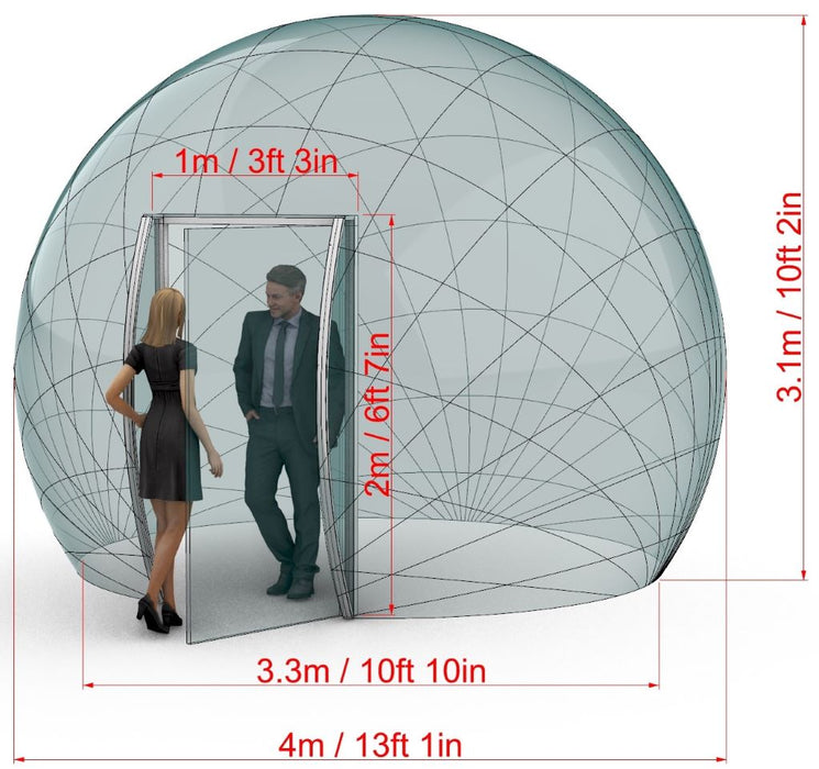 Dôme Aura Bubble™ Ø3,5m avec porte vitrée