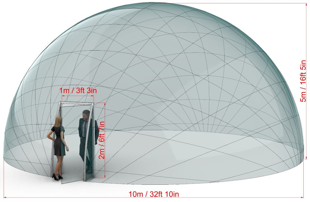 Ø4 Luxury Aura Dome™ mit Glastür
