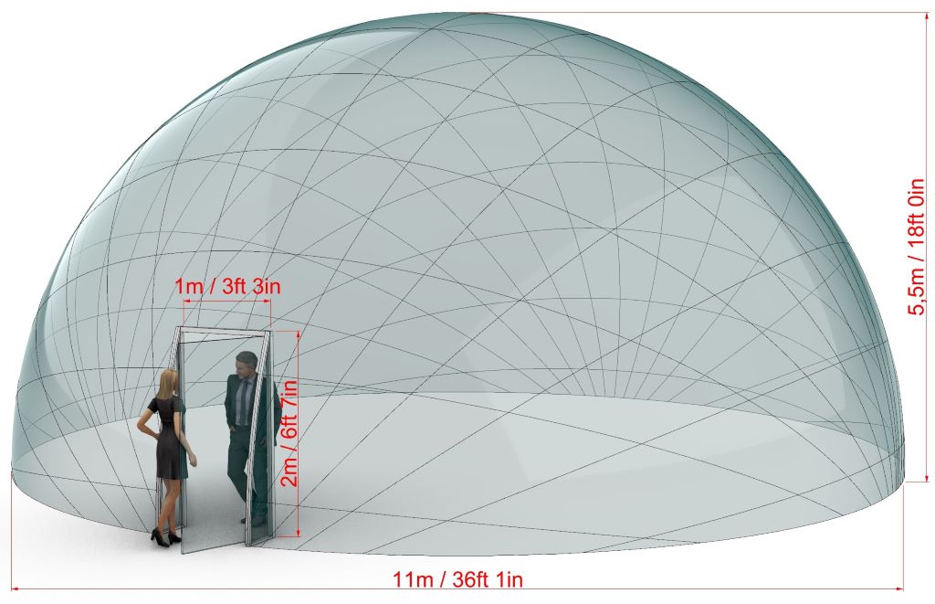 Ø4 Luxury Aura Dome™ mit Glastür