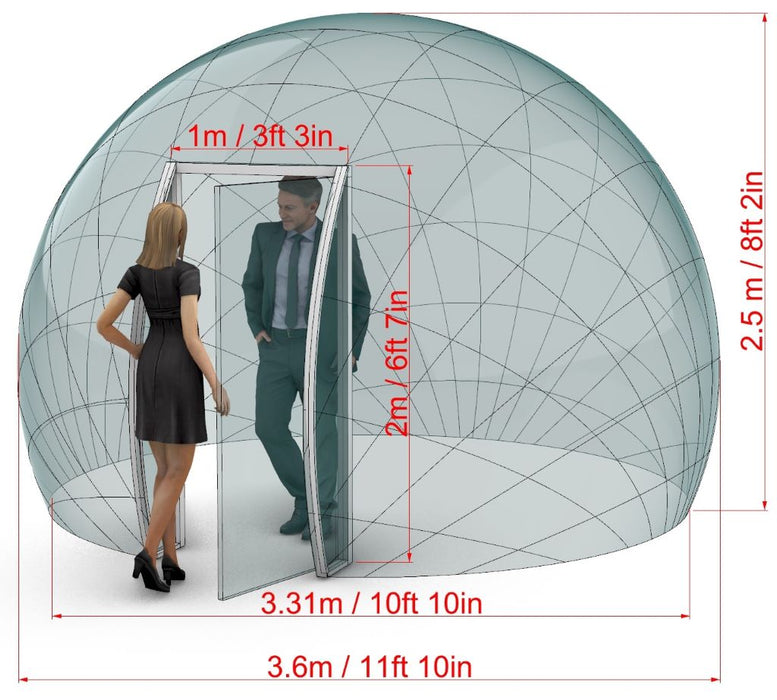 Ø4 Luxury Aura Dome™ mit Glastür