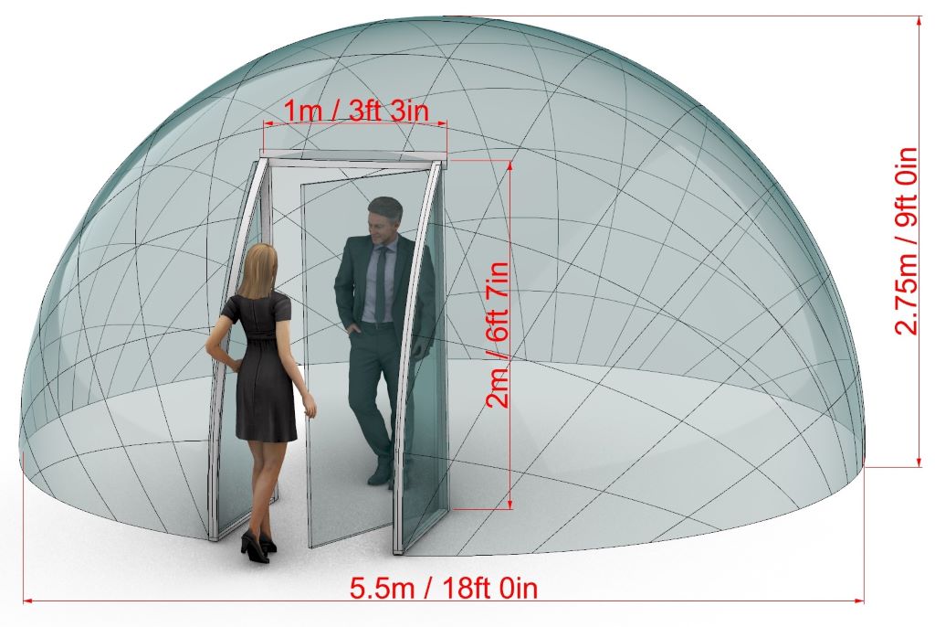 Ø5,5m H2,75m / Ø18ft H9ft Luxury Aura QUAD™ with Glass Door All-In