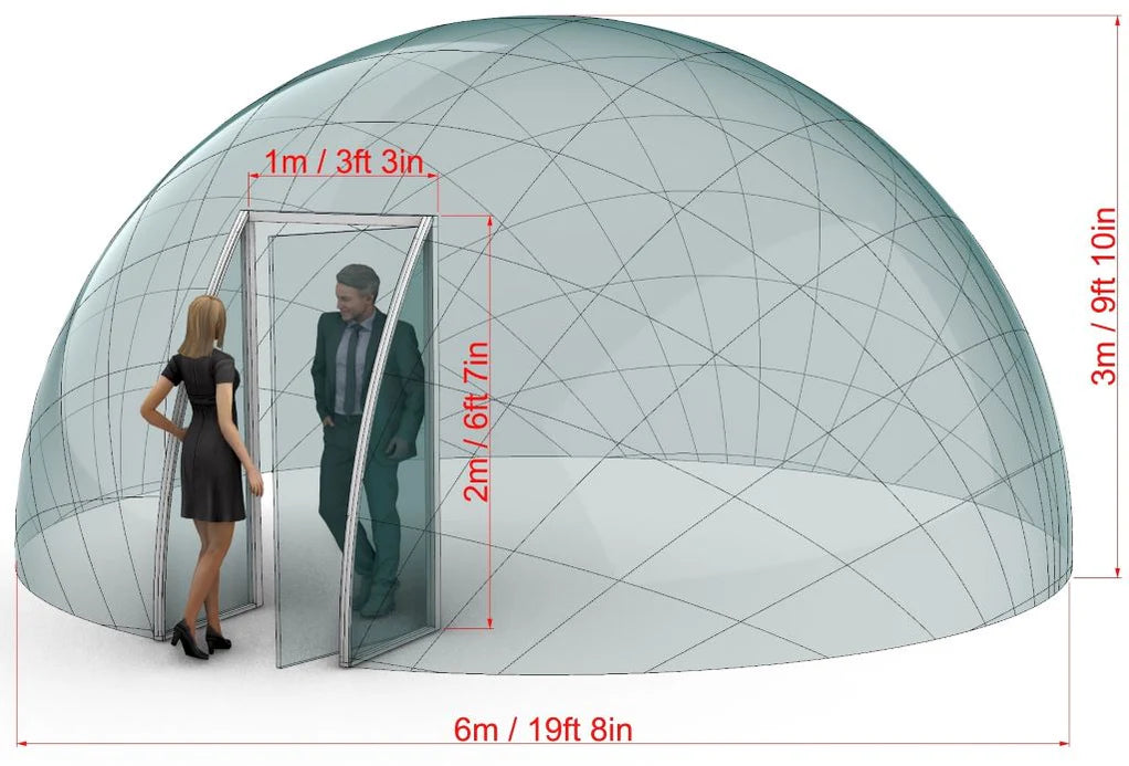 Polycarbonate Dome with Wood Cabin for Glamping