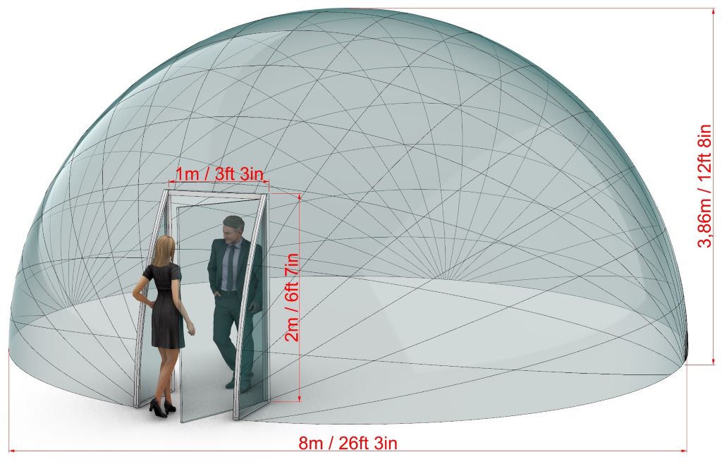 Ø8m H3,86m / Ø26ft 2in H12ft 7in Luxury Aura QUAD™ with Glass Door