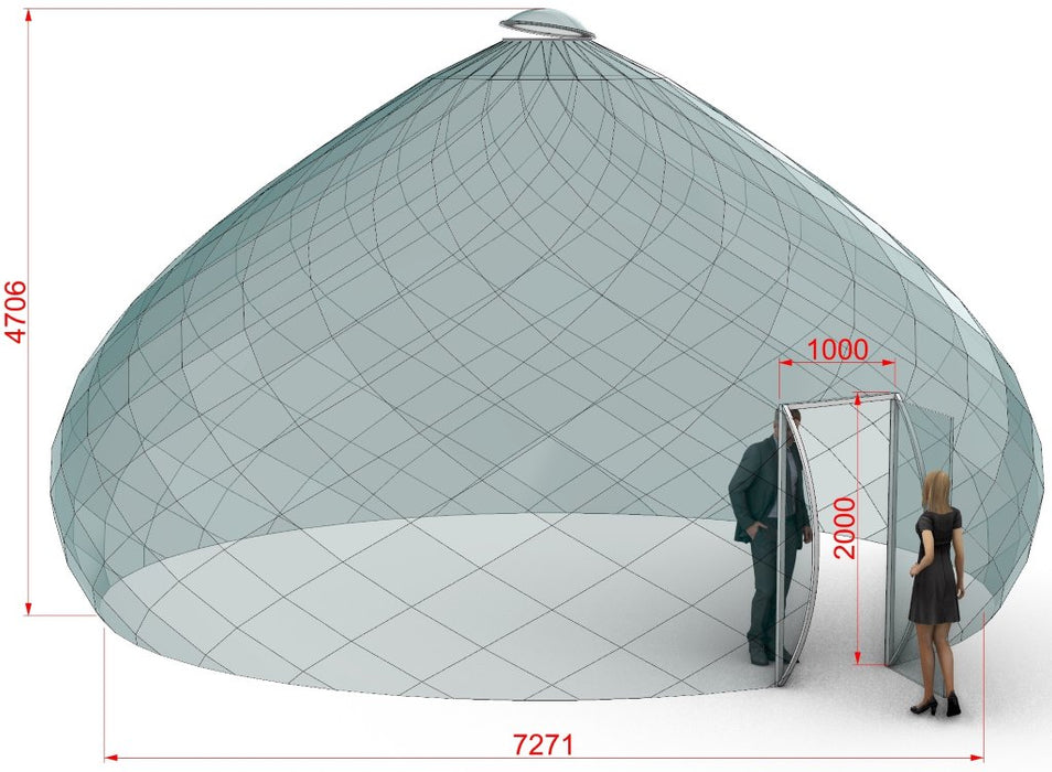 Ø8m H4,7m / Ø26ft 2in H15ft 5in Luxury Aura Zome Dome™ Mosquito/Dust PROOF