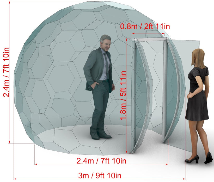 Ø3m H2,4m / Ø9ft 10in H7ft 10in Aura Bubble™ Dome with Glass Door