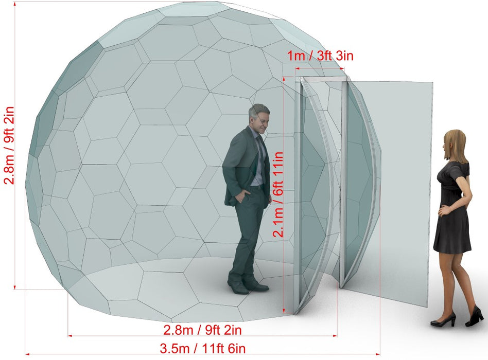 Ø3,5m H2,8m / Ø11ft 5in H9ft 2in Aura Bubble™ Dome with Glass Door