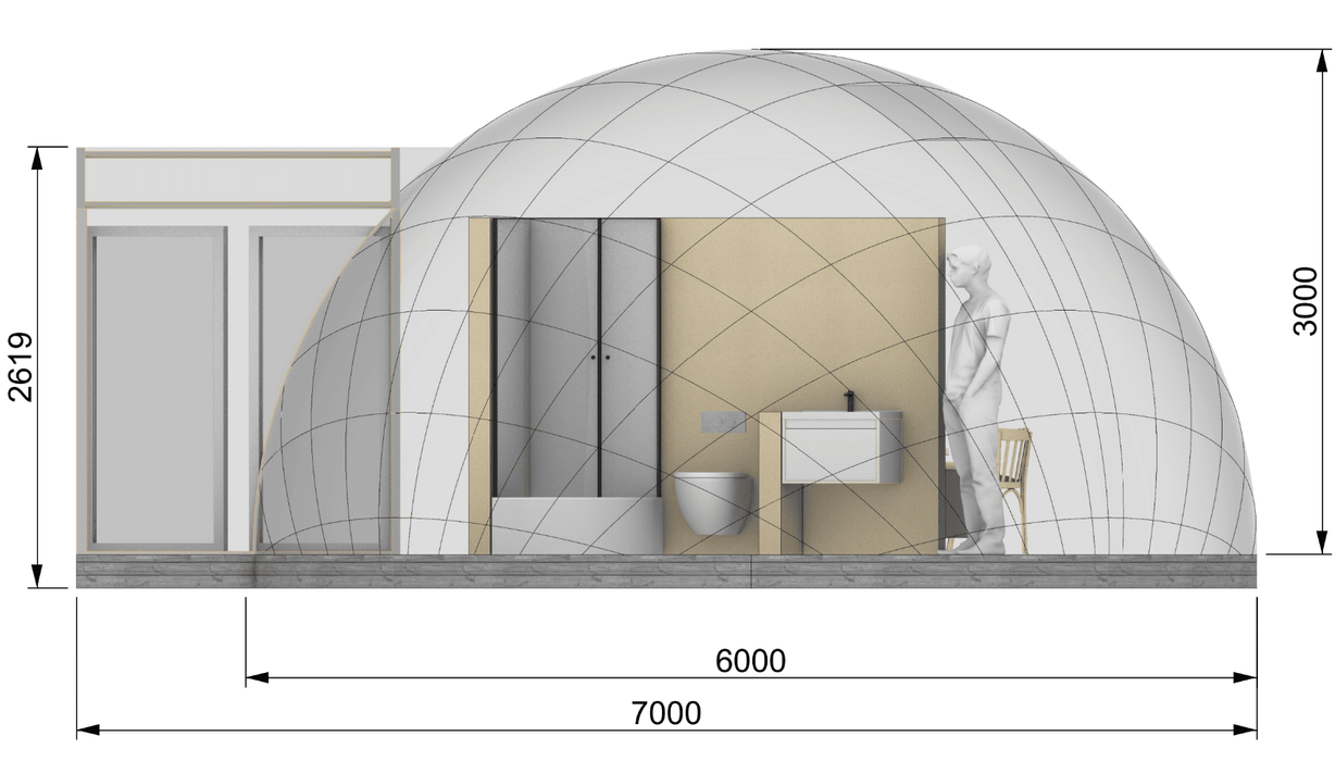 Ø6m H3m Luxury Airtight Aura Dome™ with Two Glass Doors