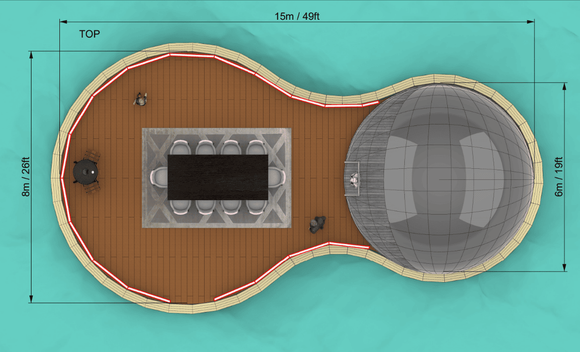 Ø6m H3,5m / Ø19ft 8in H11ft 5in Luxury Aura QUAD™ Raft with Glass Door