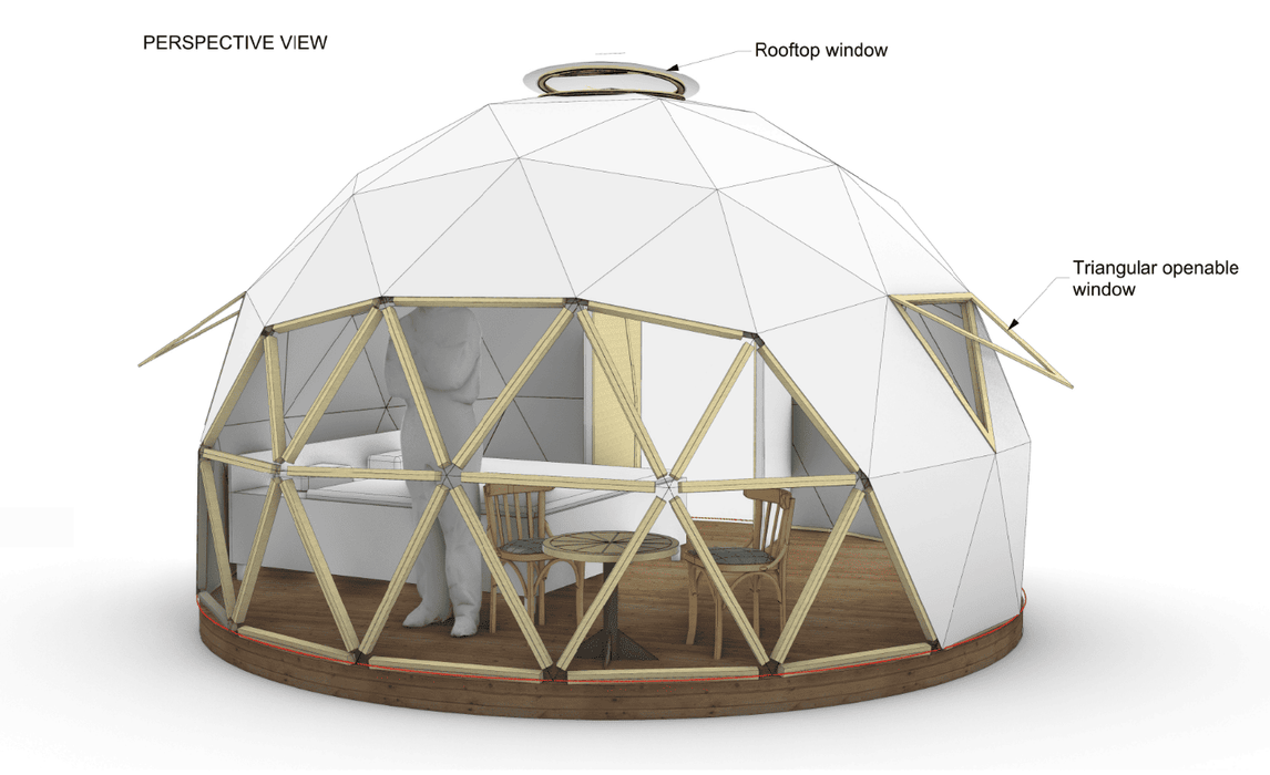 Ø4,5m H2,9m STAR/WOOD/PVC tent Dome V3 4/7 Insulated