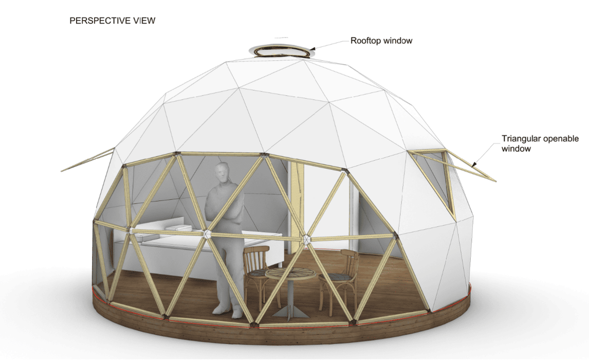 Ø5,5m H3,2m STAR/WOOD/PVC tent Dome V3 4/7 Insulated