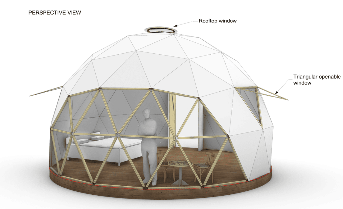 Ø6,5m H3,8m STAR/WOOD/PVC tent Dome V3 4/7 Insulated