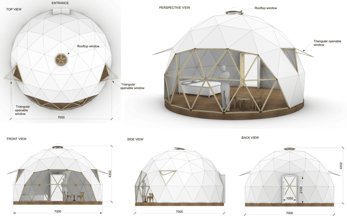Carpa Ø5-12m STAR/madera/PVC Cúpula