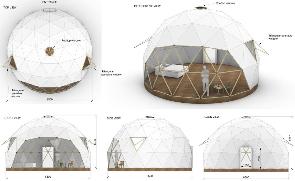 Ø6m STAR/Holz/PVC Zelt Dome