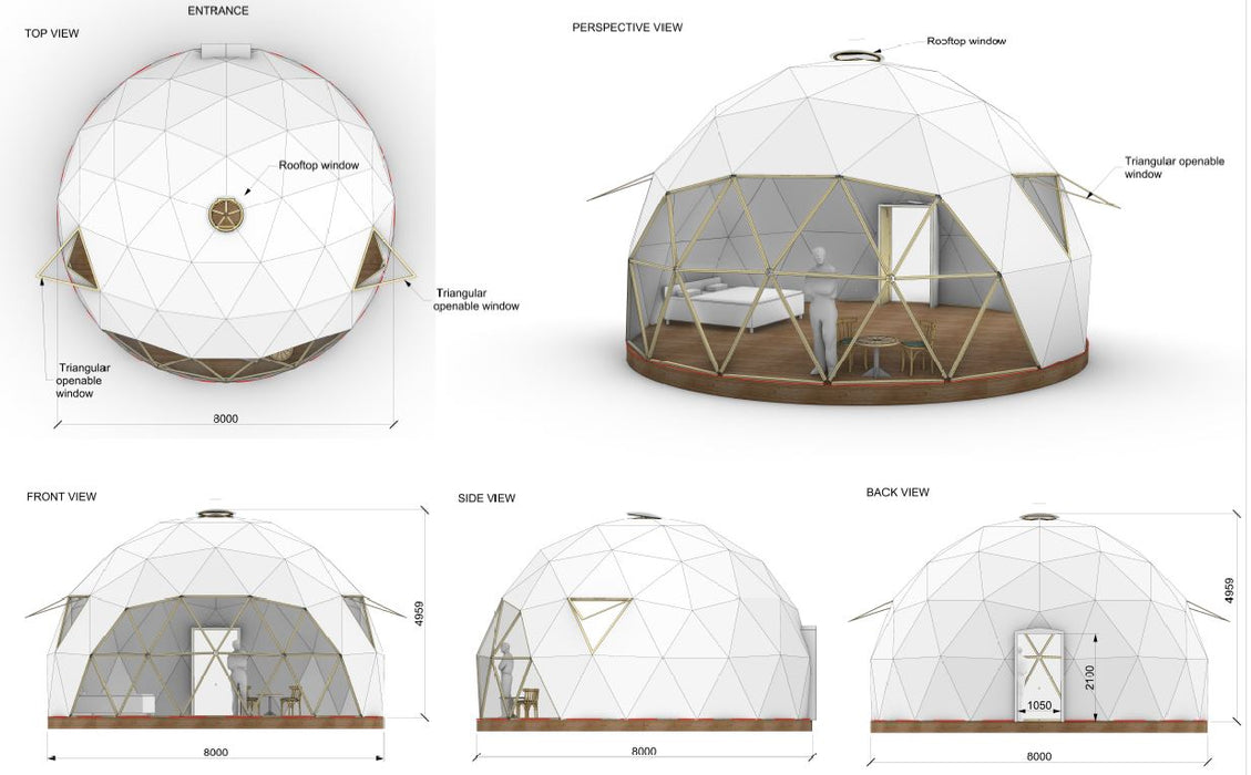 Ø6m STAR/Holz/PVC Zelt Dome