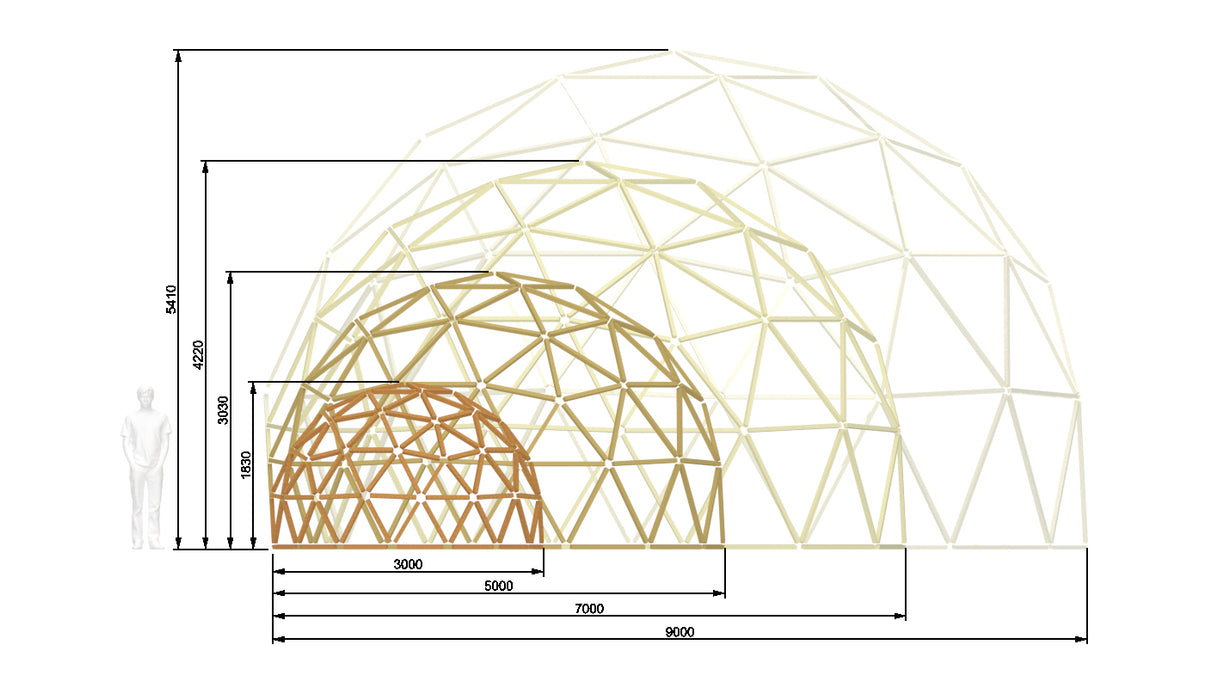 3V 4/7 Geodesic Dome T-STAR connectors kit for DIY Icosahedron Ø3-9m / 9-29ft