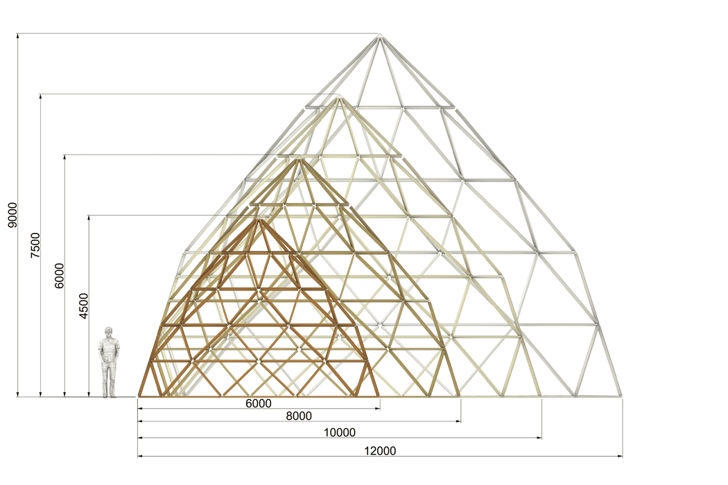 10V 1/2 Geodesic Dome STAR connectors kit for DIY ZOME Ø6-12m / 19.6-39.3ft