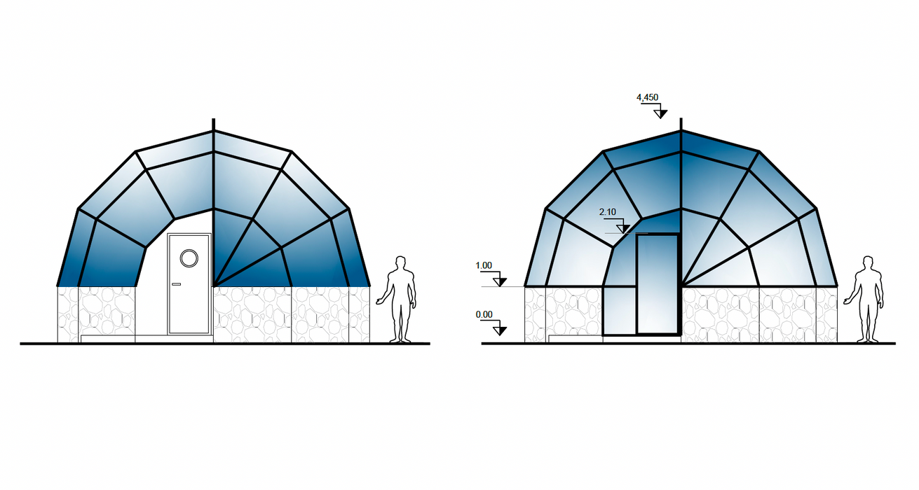 Cupola in vetro coibentato - edifici permanenti