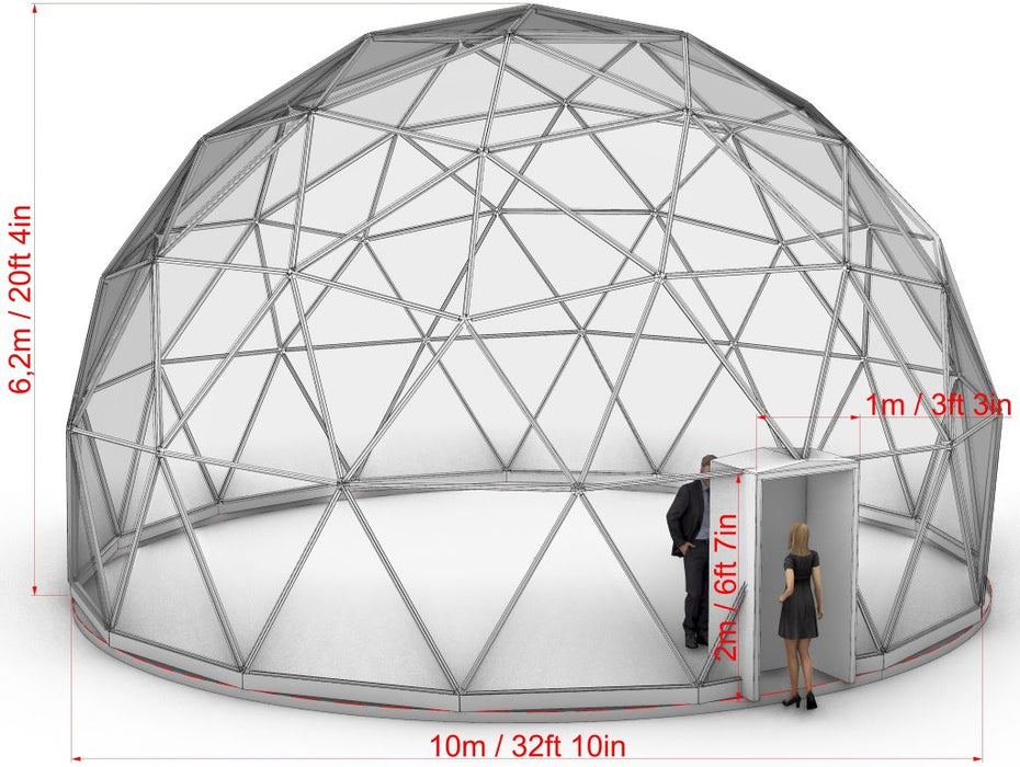 Ø10m (32ft) Single-pane Glass Dome F3 4/7