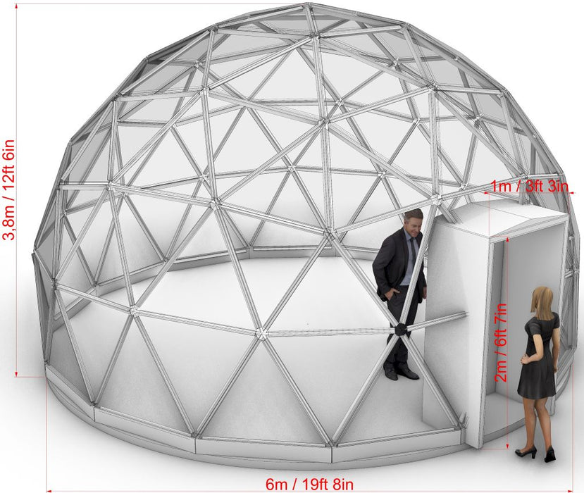 Ø3,5-12m stiklinis laisvalaikio kupolas