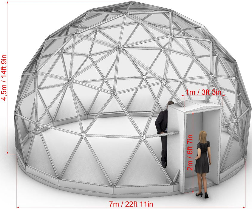 Ø3,5-12m stiklinis laisvalaikio kupolas