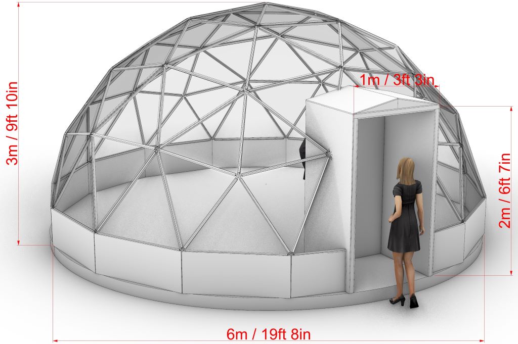 Ø3,5-12m stiklinis laisvalaikio kupolas