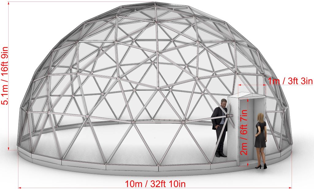 Ø10m (32ft) Insulated Glass Dome F4 1/2