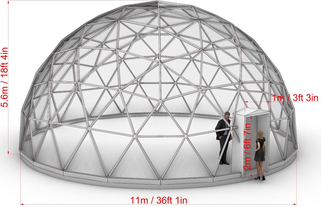 Ø3,5-12m stiklinis laisvalaikio kupolas